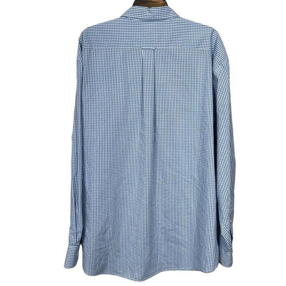 Izod Button Down Shirt Mens XXL Blue White Check Plaid Embroidered Logo Preppy - Picture 2 of 10